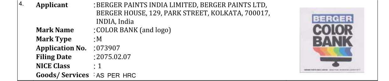 Original bulletin entry for COLOR BANK (and logo)
