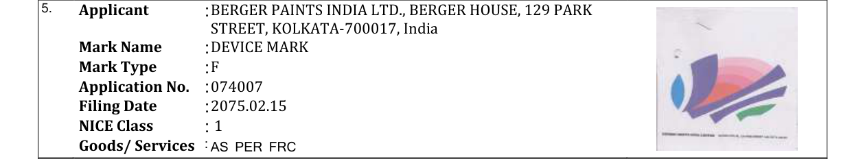 Original bulletin entry for DEVICE MARK