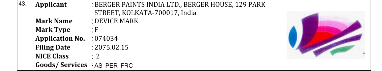 Original bulletin entry for DEVICE MARK