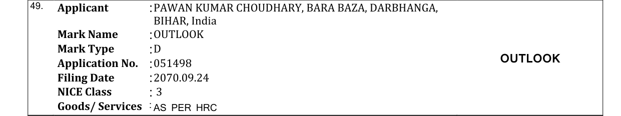Original bulletin entry for OUTLOOK