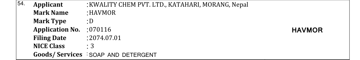 Original bulletin entry for HAVMOR