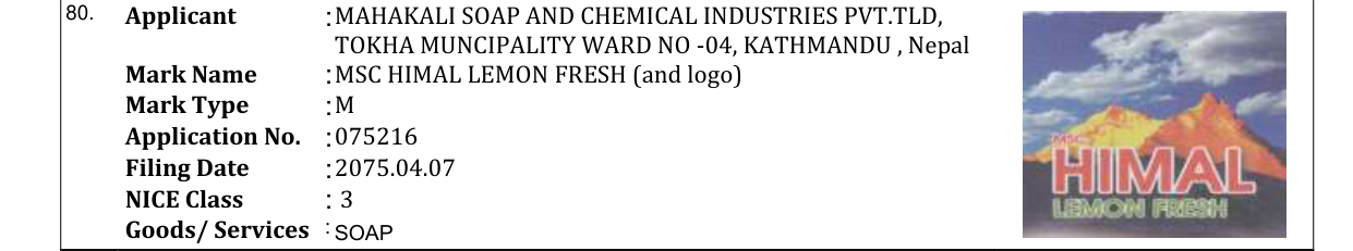 Original bulletin entry for MSC HIMAL LEMON FRESH (and logo)