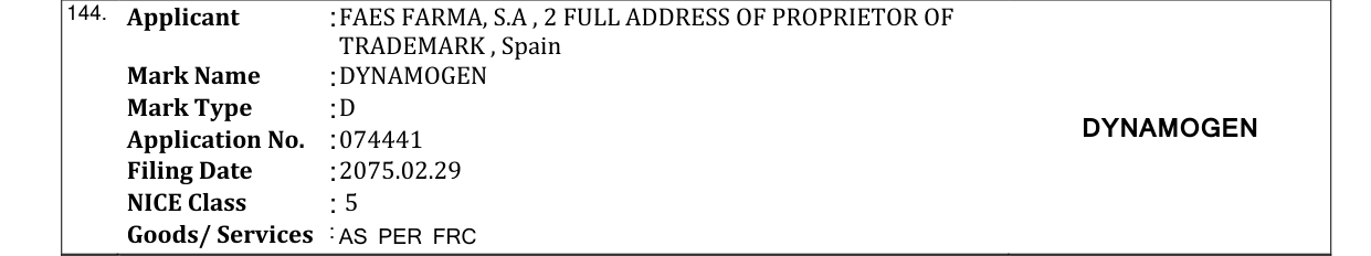 Original bulletin entry for DYNAMOGEN