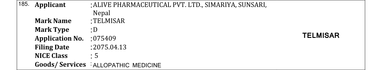 Original bulletin entry for TELMISAR