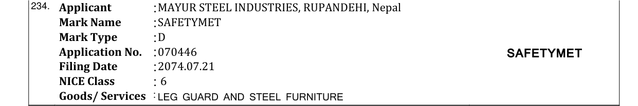 Original bulletin entry for SAFETYMET