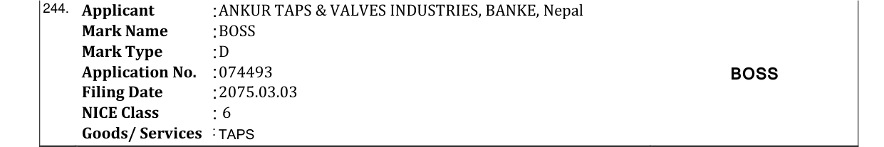 Original bulletin entry for BOSS
