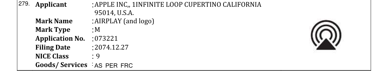 Original bulletin entry for AIRPLAY (and logo)