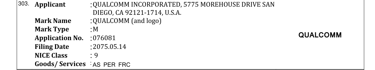 Original bulletin entry for QUALCOMM (and logo)