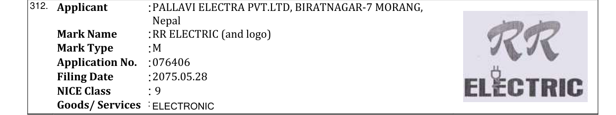 Original bulletin entry for RR ELECTRIC (and logo)
