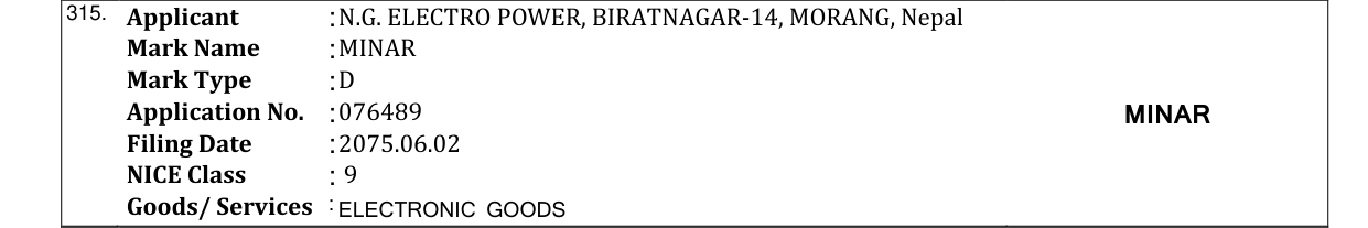 Original bulletin entry for MINAR