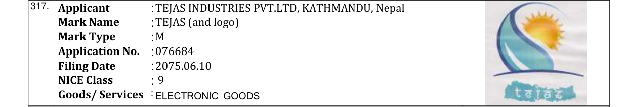 Original bulletin entry for TEJAS (and logo)