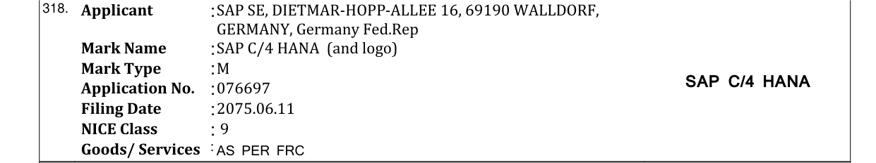 Original bulletin entry for SAP C/4 HANA (and logo)