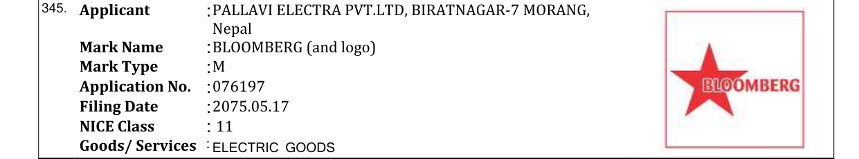 Original bulletin entry for BLOOMBERG (and logo)