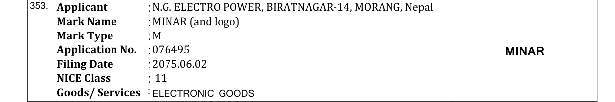 Original bulletin entry for MINAR (and logo)