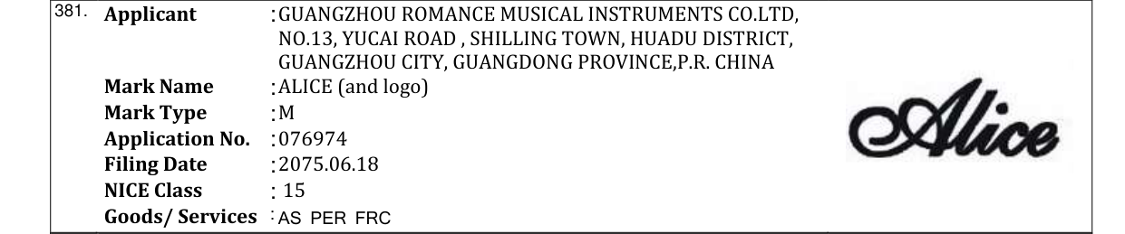 Original bulletin entry for ALICE (and logo)