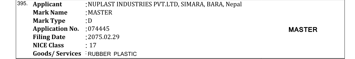 Original bulletin entry for MASTER