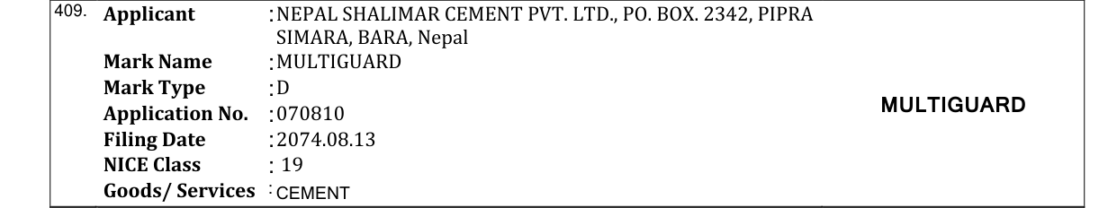 Original bulletin entry for MULTIGUARD