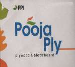 POOJA PLY (and logo) trademark logo
