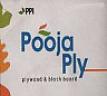 POOJA PLY (and logo) trademark logo