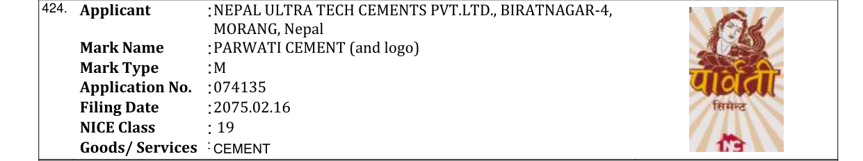 Original bulletin entry for PARWATI CEMENT (and logo)