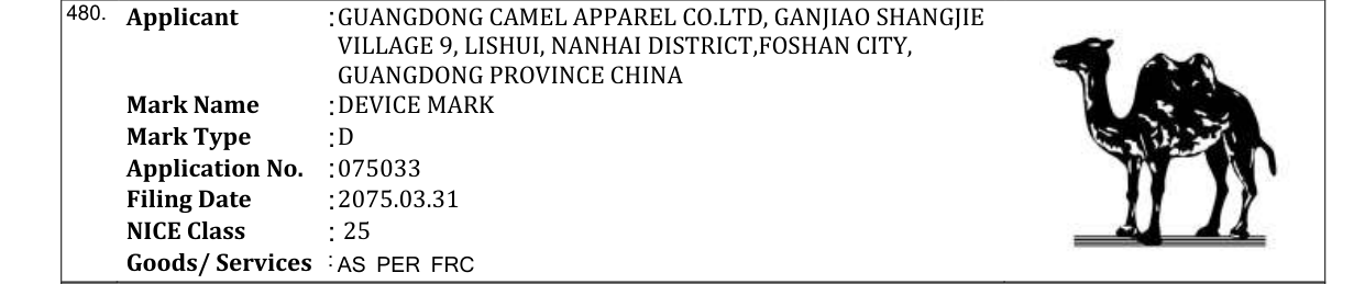Original bulletin entry for DEVICE MARK