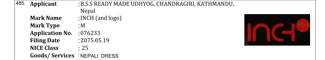 Original bulletin entry for INCH (and logo)