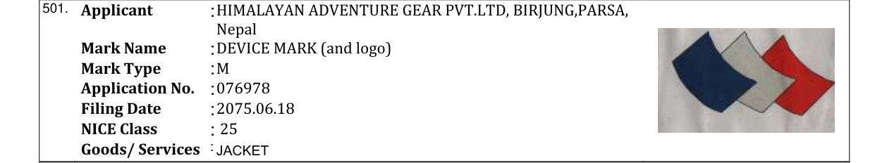 Original bulletin entry for DEVICE MARK (and logo)