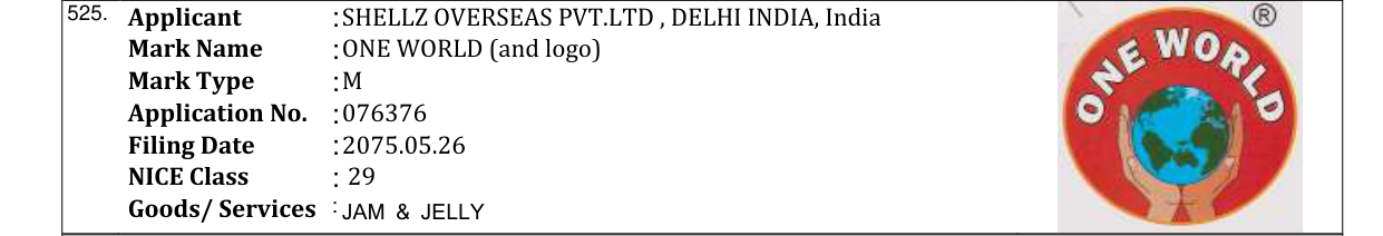 Original bulletin entry for ONE WORLD (and logo)