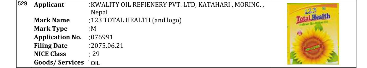 Original bulletin entry for 123 TOTAL HEALTH (and logo)