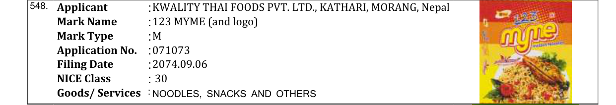 Original bulletin entry for 123 MYME (and logo)