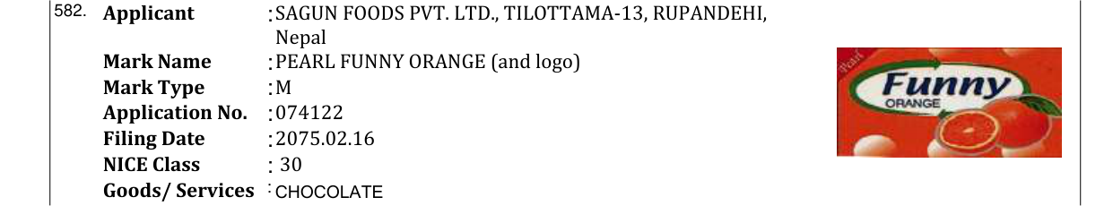 Original bulletin entry for PEARL FUNNY ORANGE (and logo)