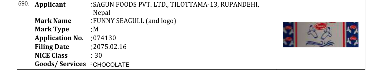 Original bulletin entry for FUNNY SEAGULL (and logo)