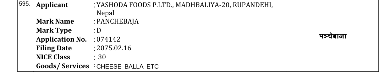 Original bulletin entry for PANCHEBAJA