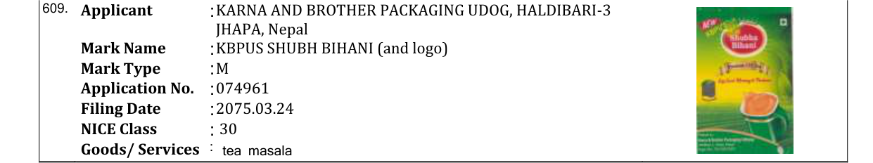 Original bulletin entry for KBPUS SHUBH BIHANI (and logo)