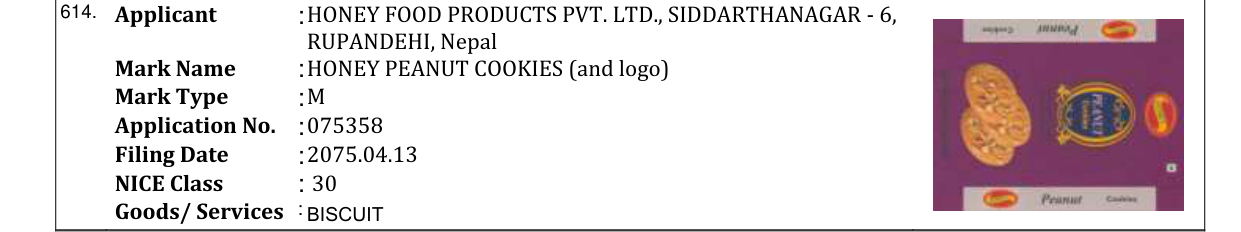 Original bulletin entry for HONEY PEANUT COOKIES (and logo)