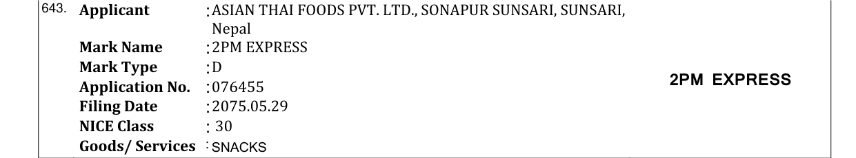 Original bulletin entry for 2PM EXPRESS