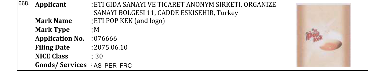 Original bulletin entry for ETI POP KEK (and logo)