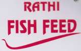 RATHI FISH FEED (and logo) trademark logo