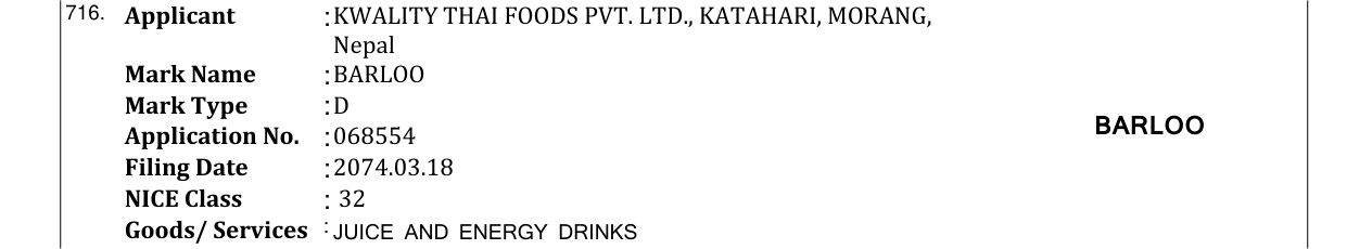 Original bulletin entry for BARLOO