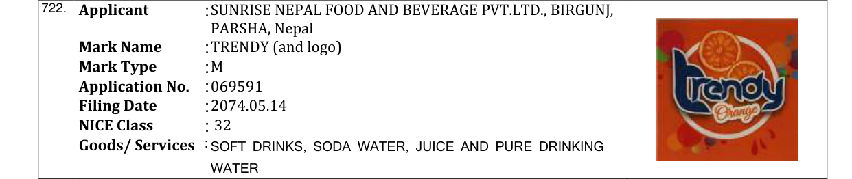 Original bulletin entry for TRENDY (and logo)