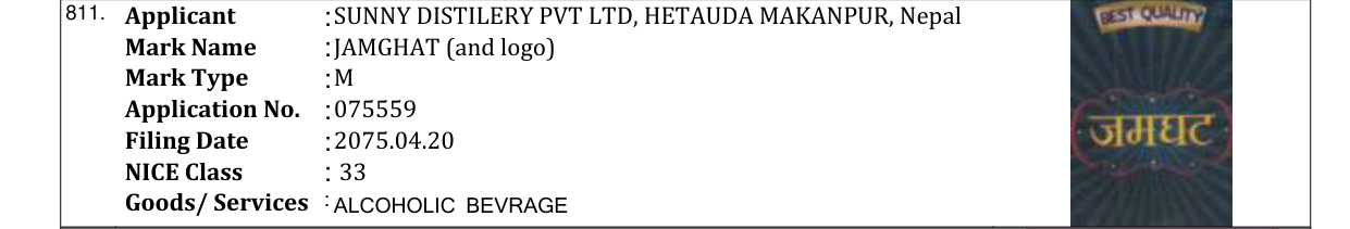 Original bulletin entry for JAMGHAT (and logo)