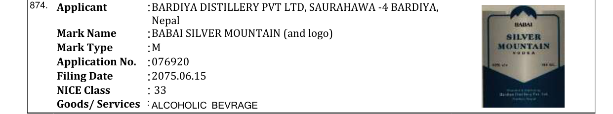 Original bulletin entry for BABAI SILVER MOUNTAIN (and logo)