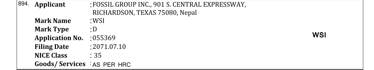 Original bulletin entry for WSI