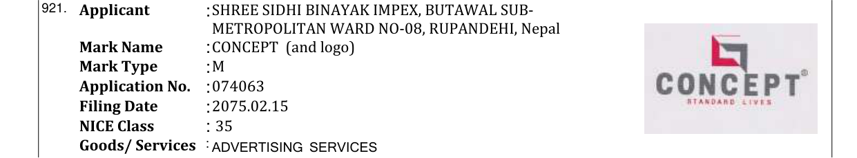 Original bulletin entry for CONCEPT (and logo)