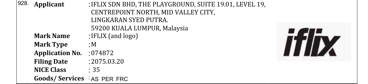 Original bulletin entry for IFLIX (and logo)
