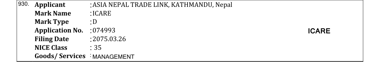 Original bulletin entry for ICARE