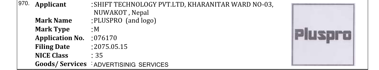 Original bulletin entry for PLUSPRO (and logo)