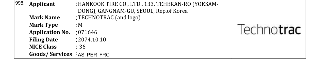 Original bulletin entry for TECHNOTRAC (and logo)