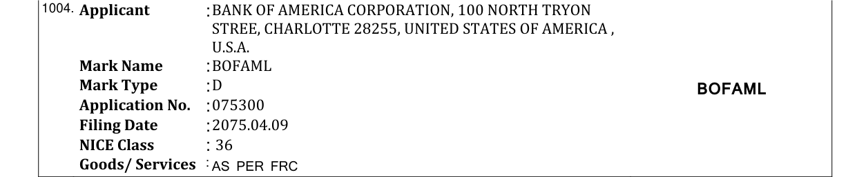Original bulletin entry for BOFAML