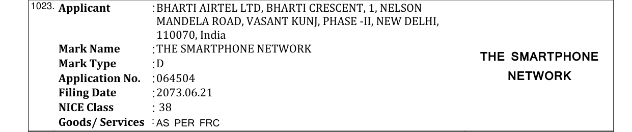 Original bulletin entry for THE SMARTPHONE NETWORK THE SMARTPHONE